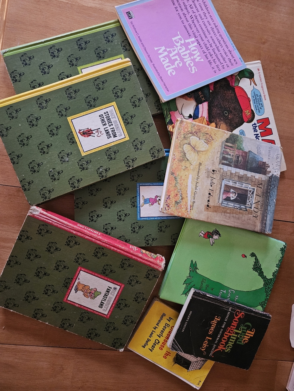Vintage Children's Book Lot - Green, Pink, Yellow, Black Covers